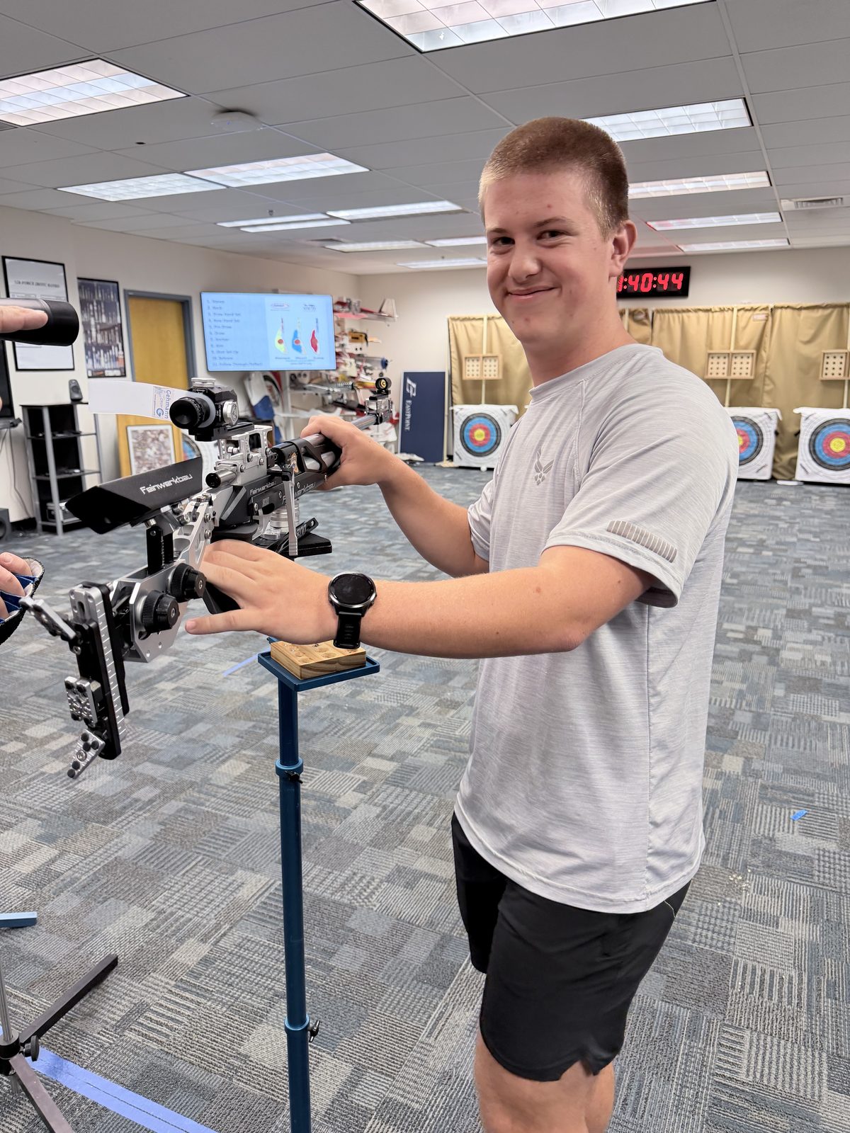 O'Connor AFJROTC cadet with a competition air rifle
