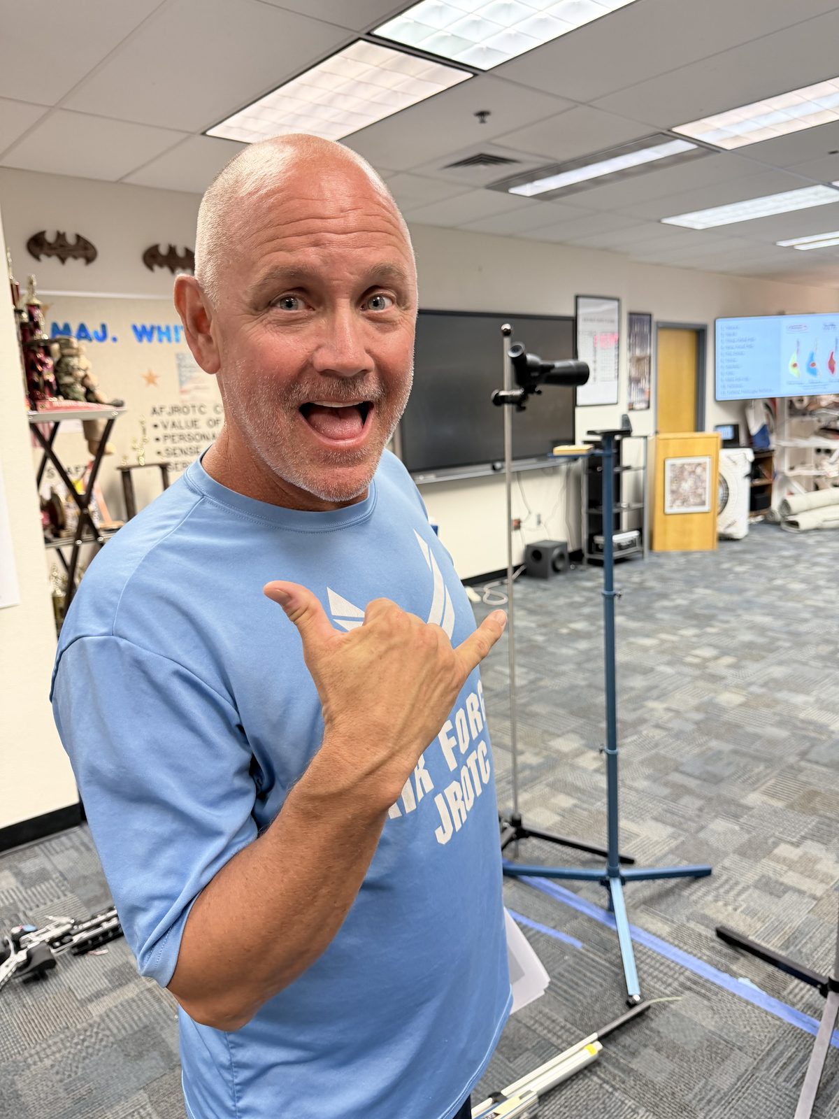 O'Connor AFJROTC instructor giving a shaka