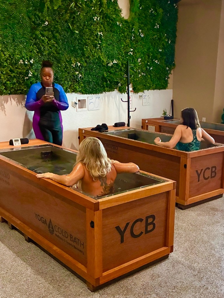 Members in the cold plunge room at Yoga Cold Bath