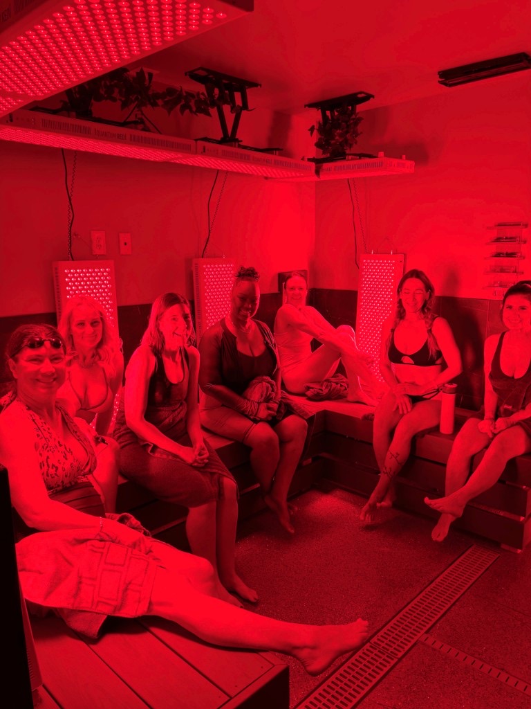 Red light therapy group at Yoga Cold Bath